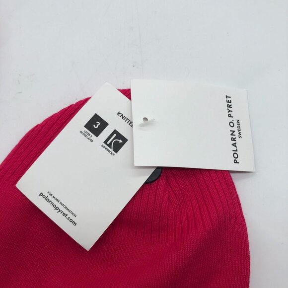 Polarn O. Pyret Infant Knitted Hat With Ear Flaps Ties Cotton Pink 1-2M - Picture 3 of 7